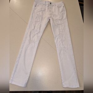 Men's White Distressed Skinny Jeans
